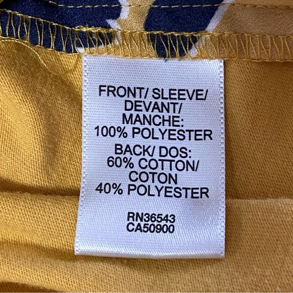 VAN HEUSEN / Yellow Floral Print Short Sleeve Blouse Size L - Picture 4 of 9